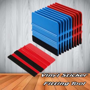May include: Vinyl sticker fitting tools in red and blue, with a black felt edge. The image includes the text "Vinyl Sticker Fitting Tool".