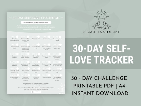 30 Day Self Love Challenge | 30 Day Self Care Challenge | Mindfulness Challenge | Self Awareness Challenge | Meditation Challenge