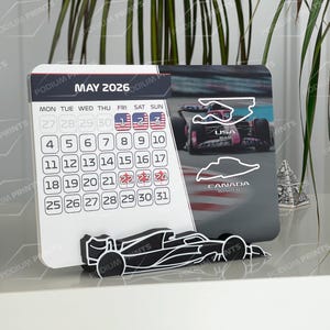 Formule 1 Calendrier 2026 | Programme F1 | Programme des courses de Formule 1 | Cadeau Formule 1 | Cadeau pour fan de F1 | Bas de Noël calendrier de bureau F1