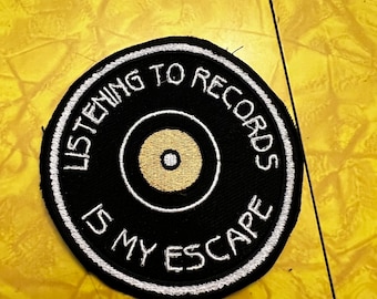 Schallplatten hören ist mein Ausweichen Patch 1970er 1980er Jahre vibe handgemacht