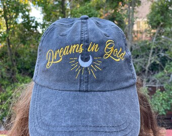 Dreams in Gold gray hat one size fits most handmade