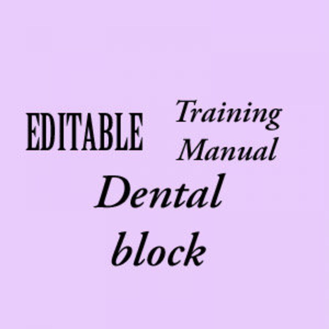 Dental Block Training Manual Etsy