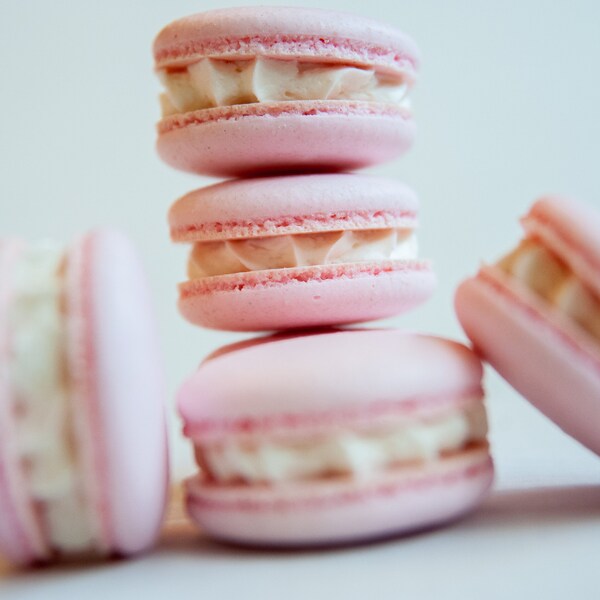 Tirage photographique de macarons roses