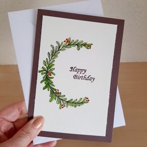 Cartão de aniversário, Cartão floral, Cartão com design floral, Cartão em branco, Cartão para aniversário, Cartão exclusivo, Cartão feito à mão, Cartão e envelope, Cartão desenhado à mão