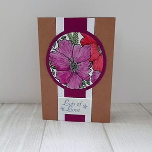Tarjeta de flores violetas, Tarjeta de flores pintada a mano, Tarjeta para cumpleaños, Tarjeta de felicitación para mamá, Tarjetas florales para cumpleaños, Tarjetas de felicitación hechas a mano.