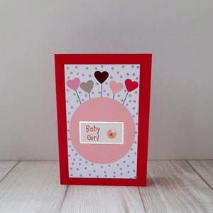 Pasgeboren babykaart, kaart voor babymeisje, roze kaart voor nieuwe baby, kaart voor pasgeboren meisje, kaart voor babymeisje, kaart voor nieuwe baby, wenskaart voor nieuwe ouders.