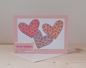 Pink card, Heart card, Anniversary card, Birthday card, Wedding card, Engagement card, Card for mum, Handmade cards, Card for her.