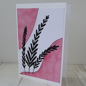 Moderne kaart, roze wenskaart, kaart voor verjaardagen, kaart voor haar, notitiekaart, wenskaart, gelegenheidskaart, bedankkaart, handgemaakte kaarten.