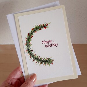 Cartão de aniversário floral, Cartão de flores, Cartão de felicitações floral, Cartão de aniversário, Cartão desenhado à mão, Cartão feito à mão, Cartão e envelope, Cartão para a mãe.
