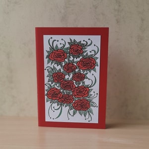 Biglietto d'auguri, Biglietto per tutte le occasioni, Biglietto floreale, Biglietto floreale per la festa della mamma, Biglietto di ringraziamento floreale, Biglietto fiore rosso, Cartoline fatte a mano.