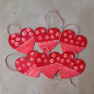 Red Heart Hanging Ornament: Acrylic Painted Wooden Gift