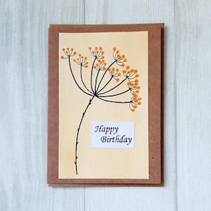 Tarjeta de cumpleaños naranja para mamá, Tarjeta para mamá, Tarjeta de felicitación para ella, Tarjeta de cumpleaños floral, Tarjeta de flores para ella, Tarjeta única para ella, Tarjetas.