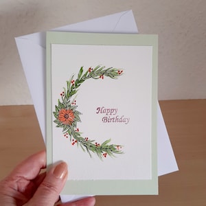Handgezeichnete Karte, Blumen Karte, Blanko Grußkarte, Karte zum Geburtstag, Grußkarte, Handgezeichnet, Blanko Karte, Karte für sie, Original