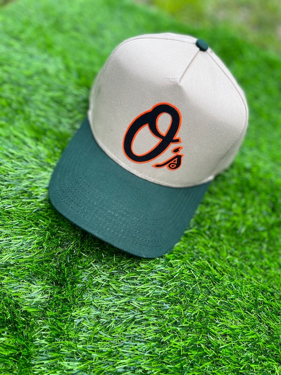 Retro Baltimore Orioles Trucker Hat, Snapback , Khaki/Dark Green