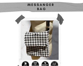 Messenger bag featuring recessed zipper (PDF sewing digital pattern)