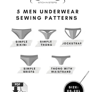 Set of Men’s underwear - Briefs, Thong, Jockstrap etc. (PDF sewing digital pattern)