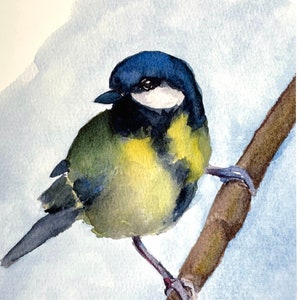 Acquerello Great Tit Print - animale - illustrazione - uccello - decorazioni per la casa - arte murale - regalo - Fauna selvatica