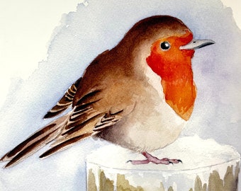 Winter Robin Watercolour Print