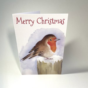 Carte de voeux de Noël aquarelle Robin