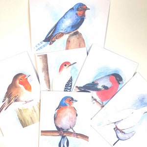 Aquarel Vogel Ansichtkaarten Set 2 Pak van 6 ansichtkaarten - Pak van 6 ansichtkaarten - Natuurkunst ansichtkaarten - Vogelprint Ansichtkaarten - Notecard