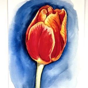 Stampa Acquerello pittura tulipano - botanico - illustrazione -Fiore - decorazioni per la casa - arte murale - regalo - natura
