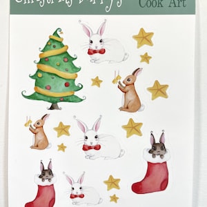 Christmas Bunnies Vinyl Stickers