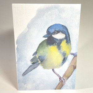 Lente aquarel mooie Koolmees lege wenskaart - Gift Card - verjaardagskaart