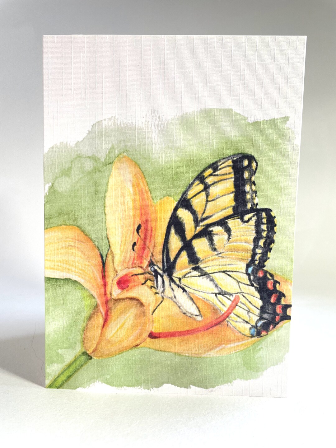 Watercolour Yellow Butterfly Blank Card - Birthday - Butterfly Flower ...