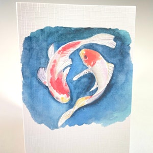 Marine Aquarelle Natation Koi Vierge Carte de Voeux - Carte Cadeau - Carte d'Anniversaire