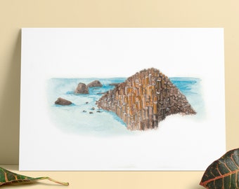 Giants Causeway Watercolour Illustration painting Print A5/A4 Northern Ireland