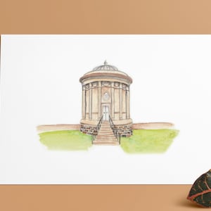 Illustration aquarelle du temple Mussenden impression A5/A4 Irlande du Nord