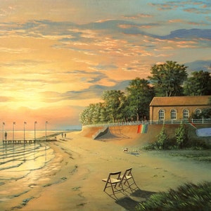 Acrylic painting as photo hard foam Alu-Dibond - realistic Dangast North Sea sky sun - 10x15 20x30 30x45 40x60 50x75 Werner Buß