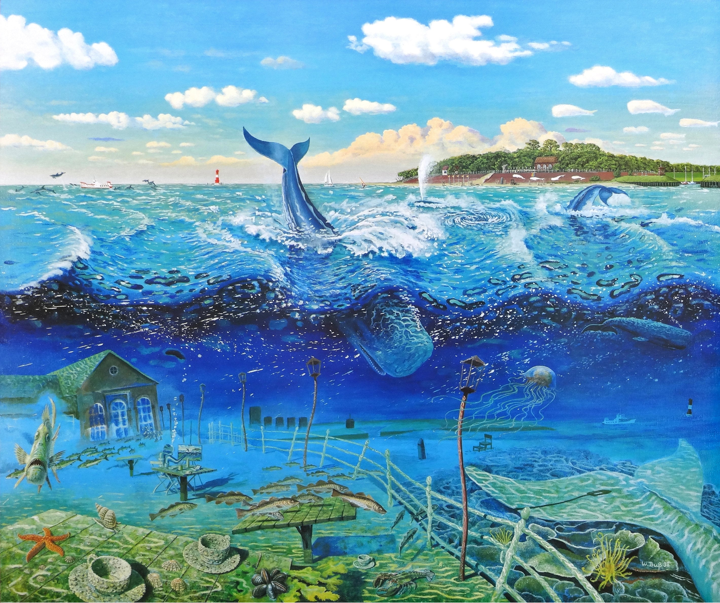 Acrylic Painting as Photo Hard Foam Alu-dibond - Surrealistic Sea