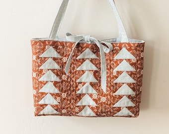 Reversible Quilted Tote Bag Pattern: Flying Geese Design (PDF Pattern)
