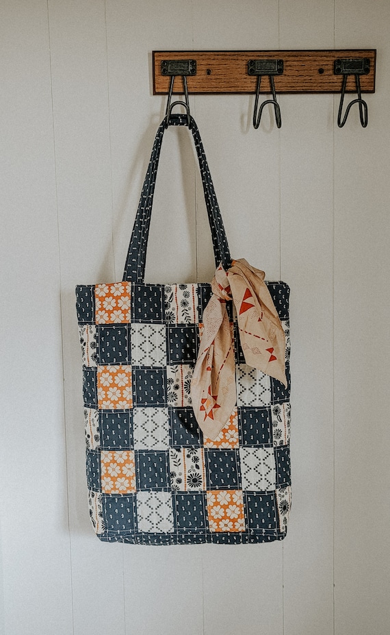 accent code handle tote bag／star quilt accent code handle tote bag／star quilt