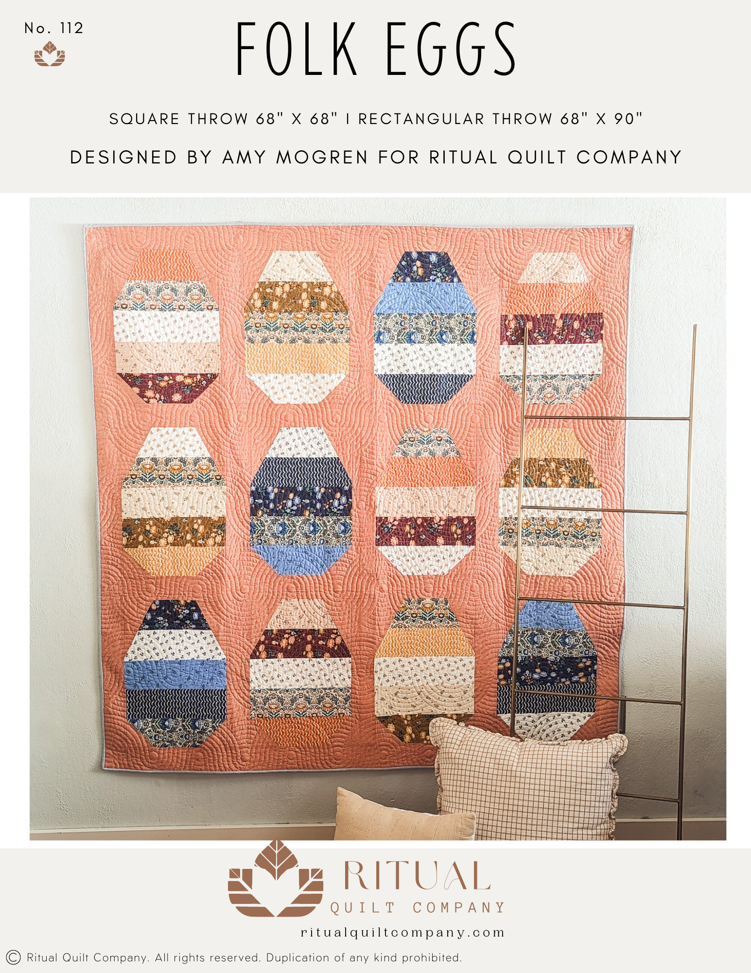 Folk Eggs Quilt Pattern PDF Pattern, Easter Egg Quilt, Beginner Quilt