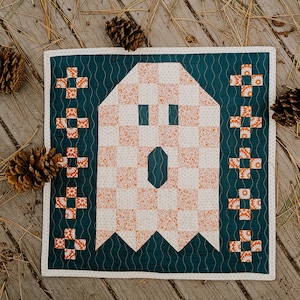 Miniquiltpatroon met gingham-geest: halloweendecor voor beginners (pdf)