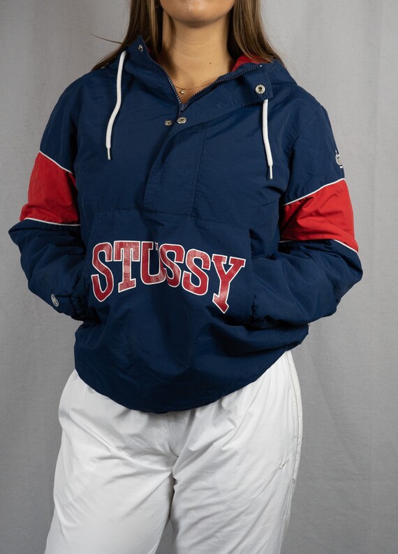 stussy jacket red