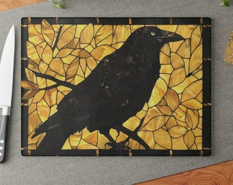 Tabla de cortar Cuervo Gótico: Decoración de cocina con cuervo negro, regalo de utensilios de cocina con temática de brujas