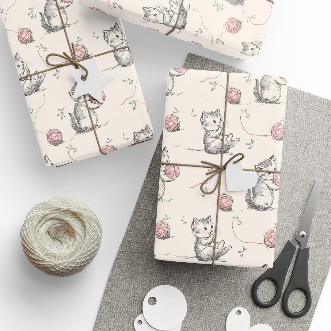 Cats Wrapping Paper: Playful Kitties Gift Wrap - Etsy