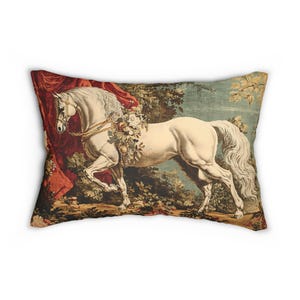 French Country Horse Throw Pillow: Victorian Equestrian Decor afbeelding 4