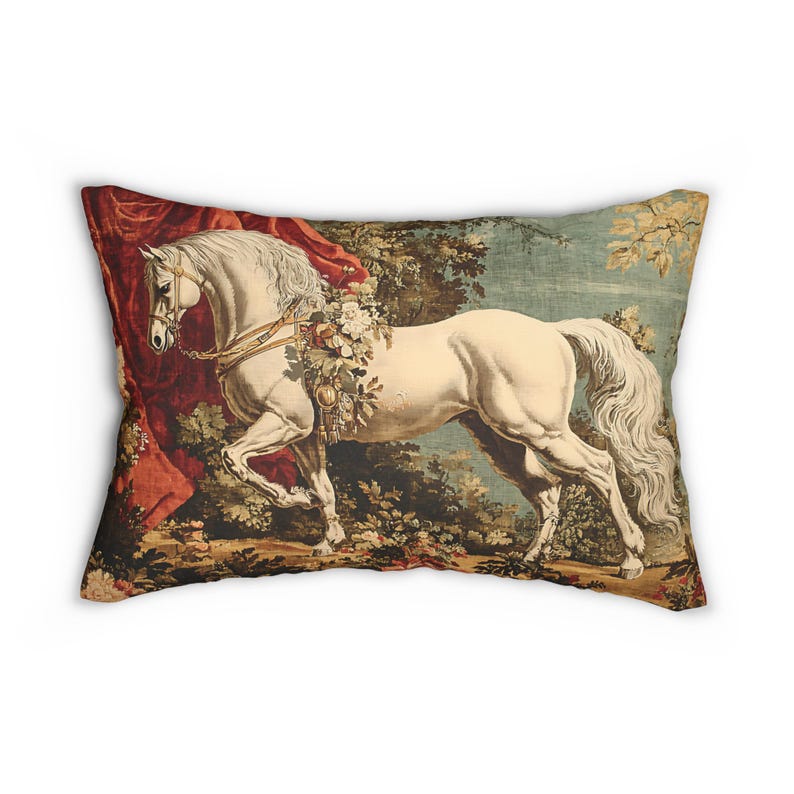 French Country Horse Throw Pillow: Victorian Equestrian Decor afbeelding 4