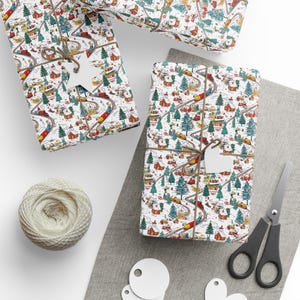 Christmas Train Wrapping Paper: Nostalgic Winter Gift Wrap, Children's Holiday Paper image 5