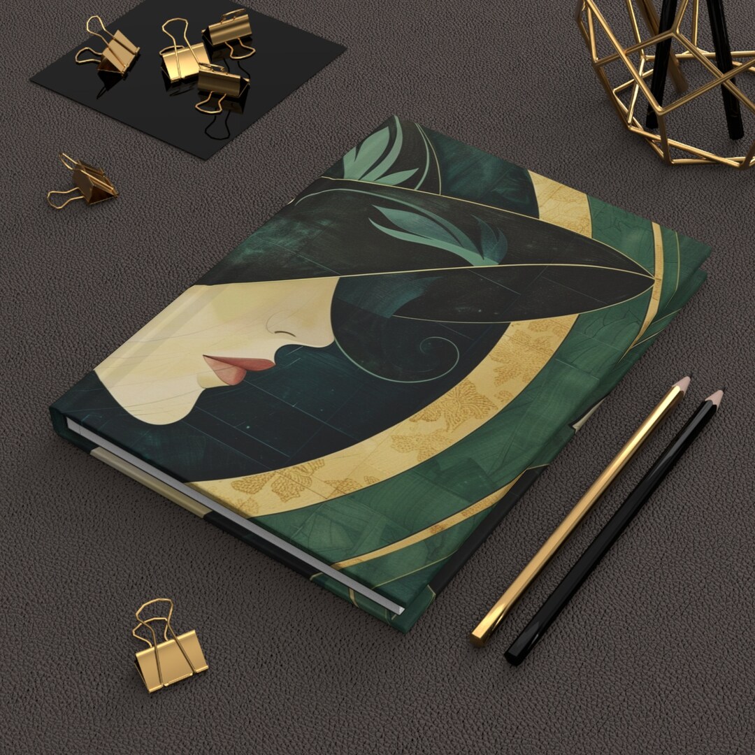 Art Deco Notebook Journal Art Deco Diary Journal Green Notebook Art