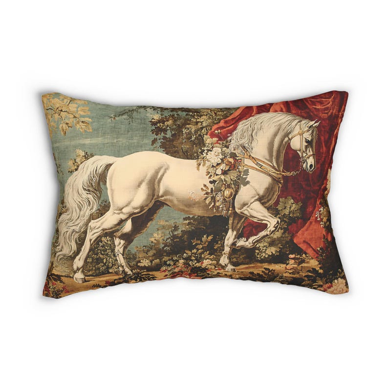 French Country Horse Throw Pillow: Victorian Equestrian Decor afbeelding 3