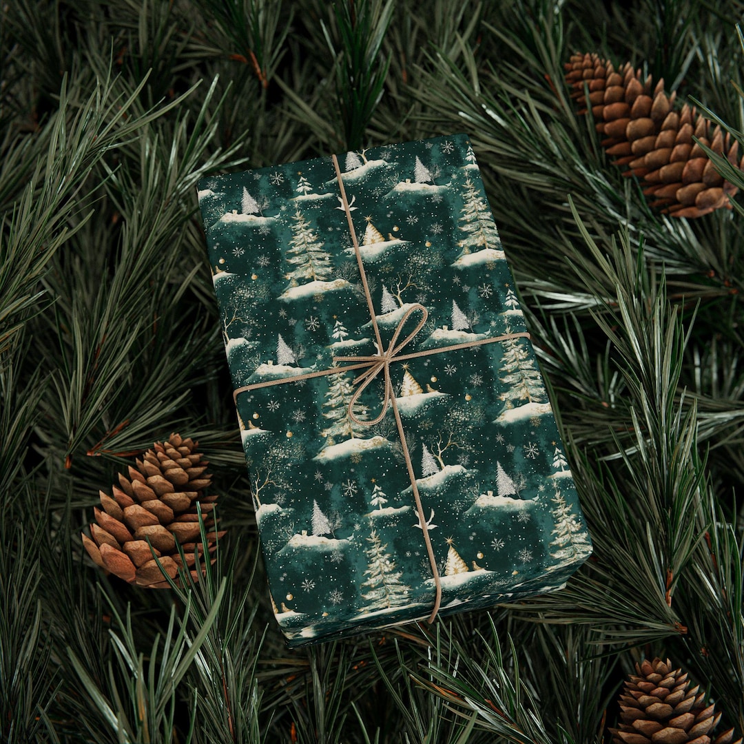 Elegant Green Christmas Gift Wrap Chic Winter Wrapping Paper Etsy — free download
