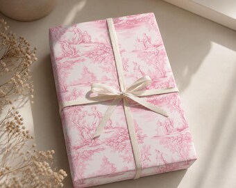Papel de regalo Pink Jouy: papel de regalo francés toile de Jouy