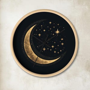Moon wall clock Moon crescent celestial wall decor