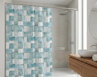 Aqua shower curtain: Blue aqua bathroom decor