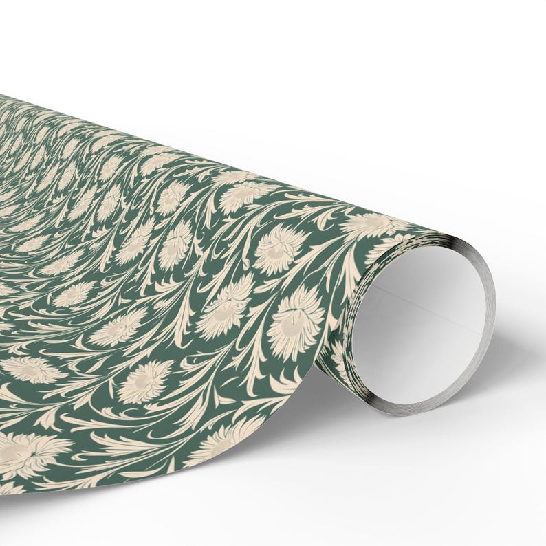 Vintage Green Floral Wrapping Paper: Victorian Botanical Gift Wrap Bild 5